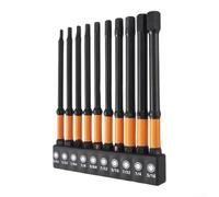 10pc for sae for impact Hex Bit Set, 1/4" Shank, Magnetic Tips(B) | For Heavy Screw Driving, Magnetic Tips, for sae Sizes 5/64-5/16, for s2 Alloy Steel, 1/4" Shank