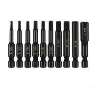 10pc for sae Hex Bit Set 1/4in Shank Heat Treated Steel 10pc | Heat treated solid steel, black oxide finish, rust resistant, 1/4in hex shank, 50mm length
