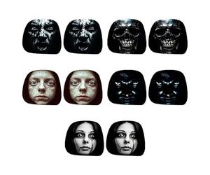 10pc Funny Ghost Face Car Headrest Covers Elastic Car Interior Decor Set
