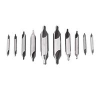 10pc HSS Center Drill Set, 1mm - 5mm 60 Degree Combined Countersink Bits, High Speed Steel Metalworking Tooling for Lathe and Precision Hole Drilling, Includes Double End Design fo