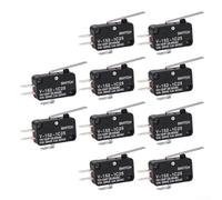 10PC Limit Switch Medium Hinge Lever Momentary Snap-in 3Pin 16A 12V DC 125V AC 250V AC for Factory Equipment and Power Strip Integration