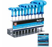 Blue Spot Tools 12186 10 Piece Metric T Handle Ball End Hex Key Set (2-10mm)
