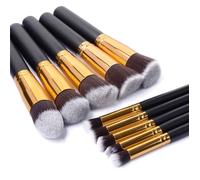 10pc Makeup Brush Set Black and Gold