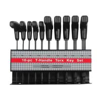 10pc Metric Or Inch T-Handle Hex Key Allen Wrench Tool Set Or Star T-Handle Hex Key Set With Convenient Storage Stand(10 pcs Torx-end)