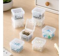 10PC Mini Clear Plastic Storage Boxes Stackable Small Parts Organizer Containers with Hinged Lid for Hardware Beads Jewelry Craft Tiny Accessories 1.30x1.18x0.94 Inch