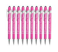 10pc Personalized Ballpoint Pen With Engraved Text, Inspirational Ballpoint Pen Personalised Motivational Messages Pen for Father's Day, Mother's Day, Adults Kids Gifts (Hot Pink)