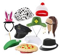 10pc Photobooth Party Hat Pack - Fun Novelty Dress-Up Hats for Adults and Kids - Fancy Dress Headwear for Photo Booths, Birthdays, Hen Parties, Events & More