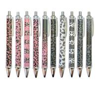 10PC Pink Leopard Cheetah Pens Animal Print Pen School Supplies Desk Accessories Office Decor Cute Teacher Veterinary Women Nurse Black Sliver Cheeta Planner Journal Appreciation Gifts Stationary