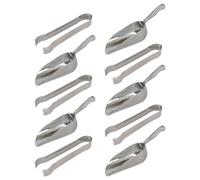 10Pc Rink Drink Aluminium Ice Scoops Set & Tongs - Metal Kitchen Bar Food Scooper Serving Pincers