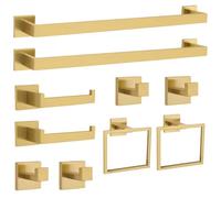 10pc Rustproof Bathroom Hardware Collection Featuring Matching Towel Racks and Holders Multi Functional Towel Track