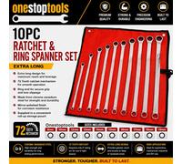 10pc Aviation Ratchet Spanner Wrench Set Extra Long Double Ring Gear 8mm - 19mm