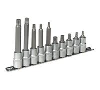 10pc Spline Socket Bit Set - 1/2" Square Drive - M5 to M12 Long & Short Shafts