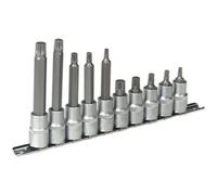 10Pc Spline Socket Bit Set - 1/2" Square Drive - M5 To M12 Long & Short Shafts