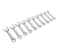 10pc STUBBY Combination Spanner Set - 10mm to 19mm - 12 Point Short Handled Ring Loops Multi One Size
