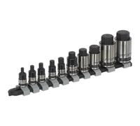 10pc STUBBY Hex Socket Bit Set - 1/4" 3/8" & 1/2" Square Drive Short Shaft Allen