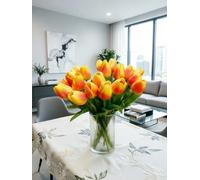 10PC Sunset Orange Artificial Flowers for Vase Realistic Tulips Arrangement Bouquets for Wedding Home Party Decoration Holiday