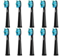 10pc Toothbrush Heads Compatible with Fairywill D7/D8/FW507/508, 551/917/959/D1/D3 (Black)