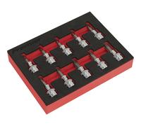 10pc TRX Star Socket Bit Set 3/8" Square Drive - T10 to T50 - 50mm Long Shaft