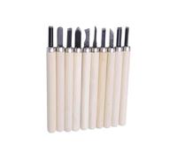 10pc Wood Carving Chisel Set, Manganese Steel Blades, Wooden Handles | Compact Hand Gouges For Woodcraft, Grooves, Relief Work And Detail Carving