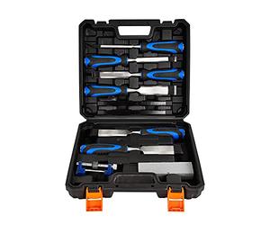 10pc Wood Chisel Set, 6pcs Wood Chisel with 1 Honing Guide, 1 Sharpening Stone and 2 Carpenter Pencils, Heat-Treated CR-V Blades for Home DIY
