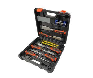 10pc Wood Chisel Set & Sharpening Stone Honing Guide Pencils Carpentry