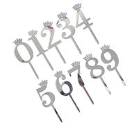 10Pcs 0-9 Numbers Cake Topper, Acrylic Reusable Number Candle Holders, Number Cupcake Topper Picks For Birthday Party Wedding Anniversaries Shower Family Gathering Retirement Decoration