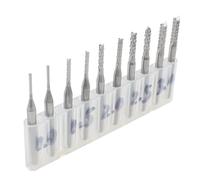 10pcs 1.0mm, 1.5mm, 2.0mm, 2.5mm, 3.0mm Mini PCB Carbide Tools, CNC Cutting Bits, Milling Cutters Kit for Engraving Milling Machine