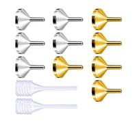 10Pcs 1.29" X 0.98" Small Metal Funners With 2Pcs Pipette For Filling Bottle And Containers Oil And Liquid Tranfer Small Metal Funnel With Pipette