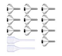 10Pcs 1.29" X 0.98" Small Metal Funners With 2Pcs Pipette For Filling Bottle And Containers Oil And Liquid Tranfer Small Metal Funnel With Pipette
