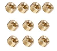 10pcs 1/4 Inch NPT Male Pipe Plug, Brass Hex Piping Cap Brass Male Pipe Plug Fitting Counter Sunk Piping Head for Closing The End of Pipe
