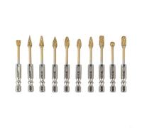 10pcs 1/4 Inch Rotary Burr Kit for Metal Working Tools, Woodworking Accessories, Stone Carving Bits, Engraving Tool Set and Deburring Tools, Precision Grinding Bits for Die