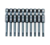 10pcs 1/4inch Hex Shank 50mm S2 Alloy Steel Slotted Screwdriver Bits Set H6.3x 50x SL4mm Antirust