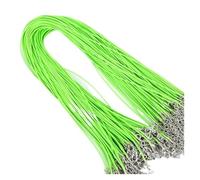 10Pcs 1.5MM 2MM Cotton Waxed Cord Leather Rope String Chain Necklace DIY Jewelry For Making Findings In Bulk(2MM 45cm,Green)