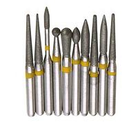 10Pcs 1.6mm FG Carborundum Burr Diamond Burs Yellow