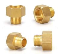 10pcs 1/8" 1/4" 3/8" 1/2" Male to Female Thread Hex Bushing Brass Pipe Connectors Brass Coupler Adapter Threaded Fitting(M03-F04)