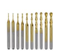 10pcs 1/8 Inch Shank Carbide Ball Nose End Mill Bits Titanium Coating CNC Spiral Milling Cutter Cutting Dia 1/1.5/2/2.5/3.175mm Woodworking Engraving Cutter Tool
