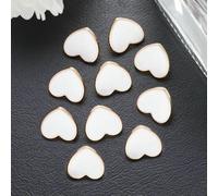 10pcs 10/12mm Cute White Heart Bottom Gold Buttons DIY Sewing Craft for Cardigan Shirts Hearts Buttons Dress Decor-JRB-A5584-10mm