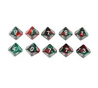 10pcs 10 Sided D10 Polyhedral Dice Double Color for DND RPG Coffee Green