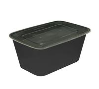 10PCS - 1000 ML Plastic Rectangular Black Food Containers with Airtight Lids Takeaway Food Tubs Stackable Meal Prep Lunch Box, Takeaway Boxes BPA Free, Reusable Microwave & Freezer Safe for Home