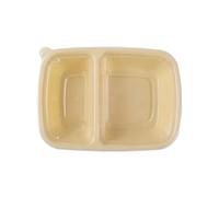 10pcs 1000ml Rectangular Beige Meal Prep Containers 2 Compartment | BPA Free Reusable Food Grade Plastic with Transparent Lids | Microwave Freezer Dishwashers Safe | Stackable Storage Lunch Boxes