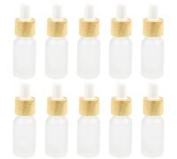10pcs 10ml Frosted Clear Glass Dropper Bottles with Bamboo Lid Mini Empty Dropper Bottles Empty Essential Oil Bottles with Glass Pipettes