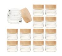10Pcs 10ML Mini Transparent Glass Cosmetic Cream Jar Bottle Refillable Empty Jars Round Wood Grain Lid Cosmetic Container for Lotion Face Cosmetic Eye Cream Lip Balm