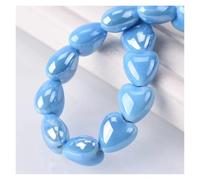 10pcs 10mm 12mm Heart Shape Shiny Glossy Glazed Ceramic Porcelain Loose Beads Lot for Jewelry Making DIY Crafts for DIY Earring Bracelet Jewelry Making(6- Lake Blue,10mm-10pcs)