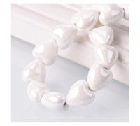 10pcs 10mm 12mm Heart Shape Shiny Glossy Glazed Ceramic Porcelain Loose Beads Lot for Jewelry Making DIY Crafts for DIY Earring Bracelet Jewelry Making(1- White,12mm-10pcs)