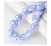 10pcs 10mm 12mm Heart Shape Shiny Glossy Glazed Ceramic Porcelain Loose Beads Lot for Jewelry Making DIY Crafts for DIY Earring Bracelet Jewelry Making(17-Light Blue,12mm-10pcs)
