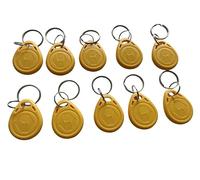 10PCS 125Khz Writable RFID Close Range Key T5577 Fob Label Rewritable RFID Keychain NFC Token Label for Copying/Cloning Cards (Yellow)