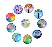 10Pcs 12Mm Assorted Color Life Tree Glass Cabochons for DIY Jewelry Making, Craft Accessories, Pendant Decorations, and Scrapbooking Supplies