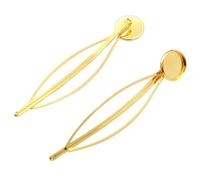 10pcs 12mm Inner Size Copper Material Hairpin Hair Clips Cabochons Blank Base Setting Cameo DIY Jewelry Making for Bow Making(Color-23)