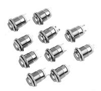 10pcs 12mm Waterproof Momentary Push Button Switch Metal Round Head Self Reset 3A250V Suitable for Various Control Systems