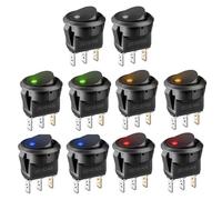 10PCS 12V Switches, 20A 12 Volt Switch, Auto Switch, 5 Color Led Rocker Switch, Car Light Switches, DC Rocker Switch for Cars, Boats, RVs